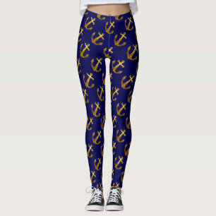 Gold Imitate funkeln Anchor Sommermarschall blau Leggings