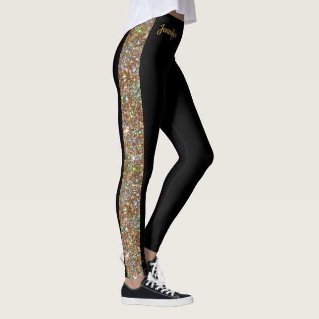 Gold Imitate Glitzer auf Black Leggings Tance Pant (Rechts)