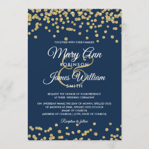 Gold Imitate Glitzer Confetti Hochzeitsnacht Einladung