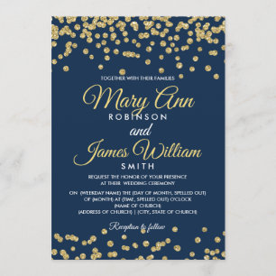 Gold Imitate Glitzer Confetti Hochzeitsnacht Einladung