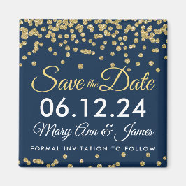 Gold Imitate Glitzer Confetti Navy Blue Save the D Magnet