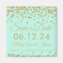Gold Imitate Glitzer Confetti Save the Date Minze
