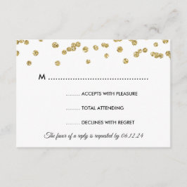 Gold Imitate Glitzer Confetti Wedding Black UAWG RSVP Karte