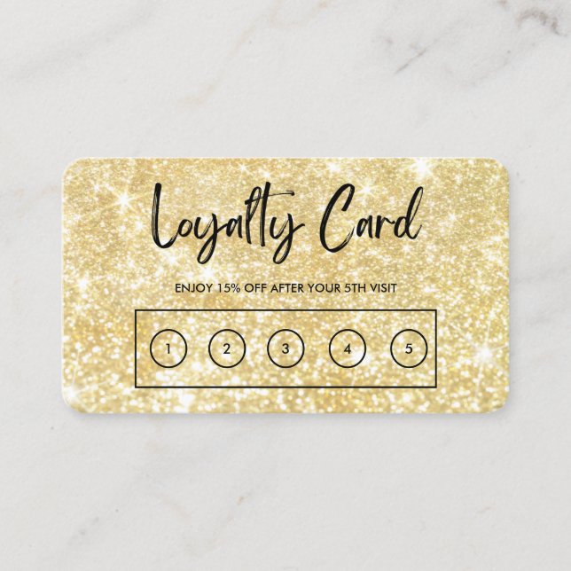 Gold Imitate Glitzer Custom Loyalty Card Visitenkarte (Vorderseite)