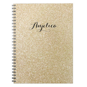 Gold Imitate Glitzer Custom Script Name Notebook Notizblock