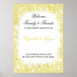 Gold, Imitate Glitzer, Custom, Wedding Welcome Poster