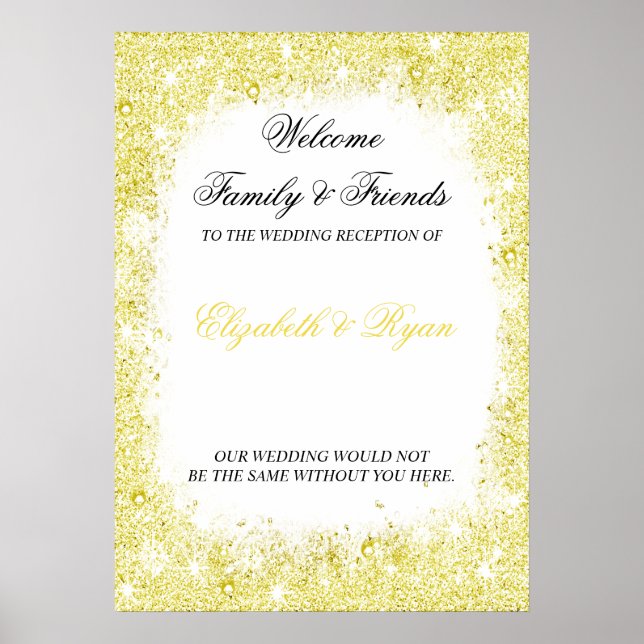 Gold, Imitate Glitzer, Custom, Wedding Welcome Poster (Vorne)