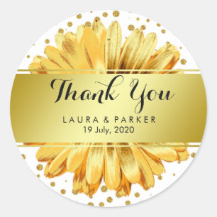 Gold Imitate Glitzer Daisy Vielen Dank für Ihre Ho Runder Aufkleber