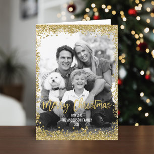 Gold Imitate Glitzer Grenze Weihnachtsfest Foto ge Feiertagskarte
