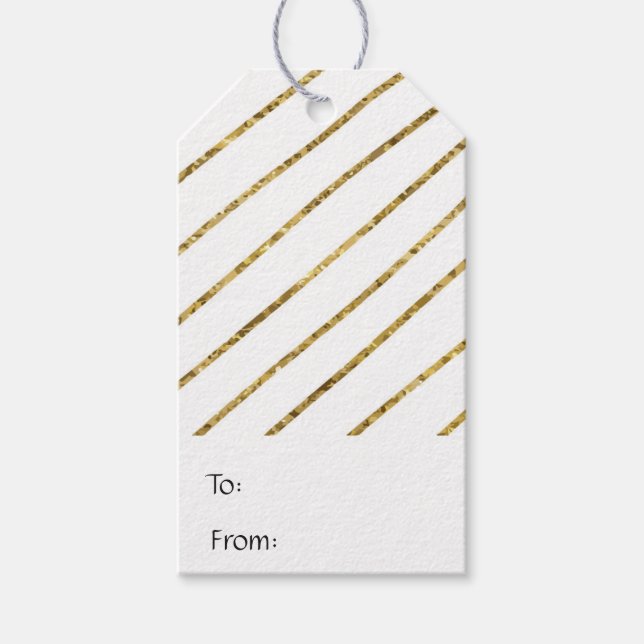 Gold Imitate Glitzer in Diagonalen Urlaub Geschenkanhänger (Vorderseite)