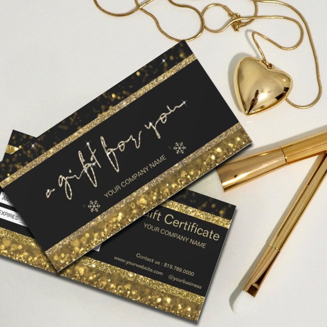 Gold Imitate Glitzer Lights Geschenkgutschein (#zazzlemade #giftcard #glittergold #certificate)