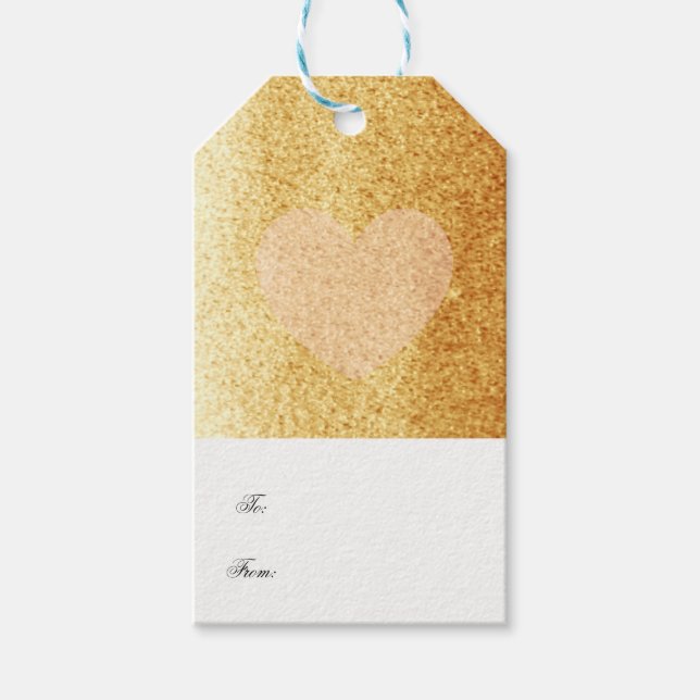 Gold Imitate Glitzer mit zartem Herzen Geschenkanhänger (Vorderseite)
