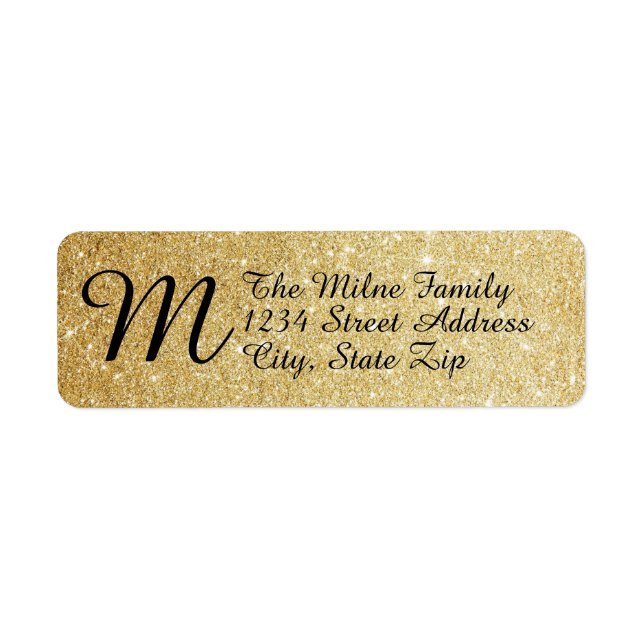 Gold Imitate Glitzer Monogram - Rücksendeadressen- (Vorne)