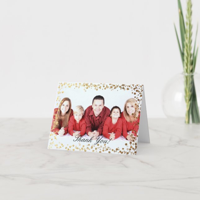 Gold Imitate Glitzer Ombre Bokeh Vielen Dank Dankeskarte (Vorderseite)
