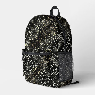 Gold Imitate Glitzer Sparkasse auf Schwarz Bedruckter Rucksack