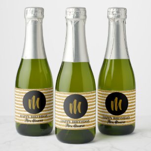 Gold Imitate Glitzer Streifen Mit Monogramm Mini