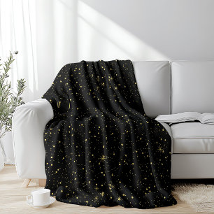 Gold Imitate Glitzer und Glitzern auf schwarz Fleecedecke