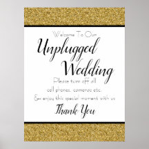 Gold Imitate Glitzer Unplugged Wedding Sign