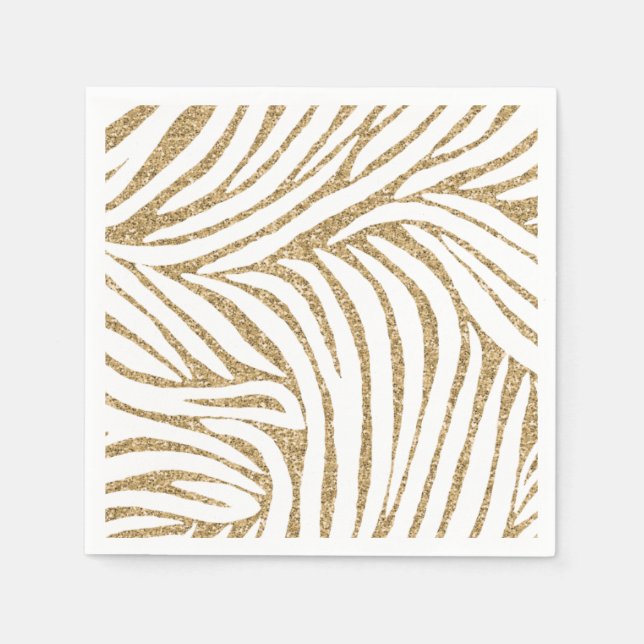 Gold Imitate Glitzer Zebra Print Serviette (Vorderseite)
