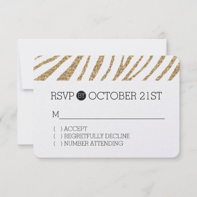 Gold Imitate Glitzer Zebra Print UAWG RSVP Karte (Vorderseite)