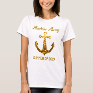 Gold Imitate Glitzern Anker Sommer Ihren Text T-Shirt