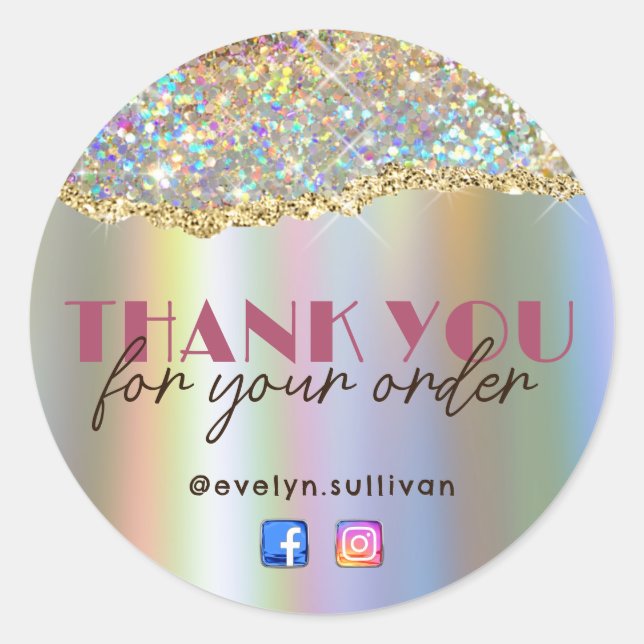 Gold-Imitate Iridescent Glitzer Foil Sticker (Vorderseite)