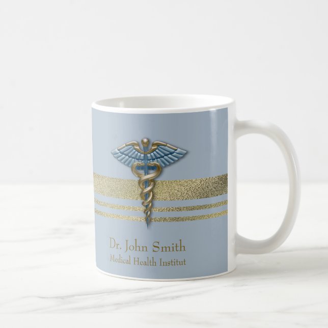 Gold Imitate Streifen Streifen Medical Light Blue  Kaffeetasse (Rechts)