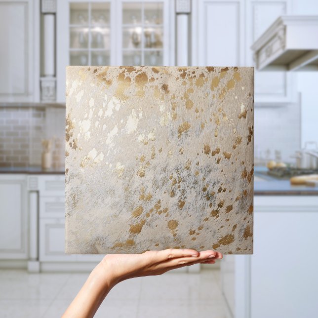 Gold-Imitate verkleiden metallische Glitzer-Fliese Fliese (Luxury Elegant Gold faux cowhide metallic tile)