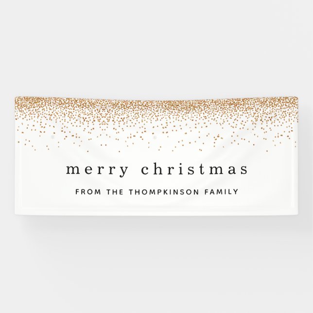 Gold Imitats Glitzer Border Name Frohe Weihnachten Banner (Horizontal)