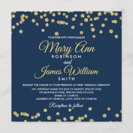 Gold Imitats Glitzer Confetti Elegant Hochzeitsnac Einladung