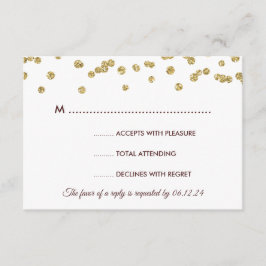 Gold Imitats Glitzer Confetti Wedding Marsala UAWG RSVP Karte