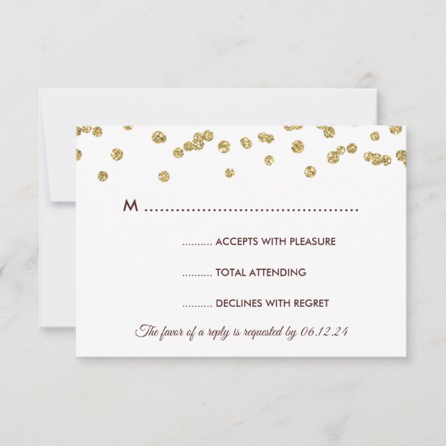 Gold Imitats Glitzer Confetti Wedding Marsala UAWG RSVP Karte (Vorderseite)