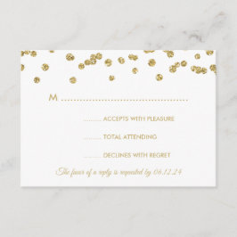 Gold Imitats Glitzer Confetti Wedding White UAWG RSVP Karte