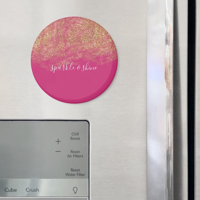 Gold Imitats Glitzer Girly Pink Sparkone Magnet (In Situ (Kühlschrank))