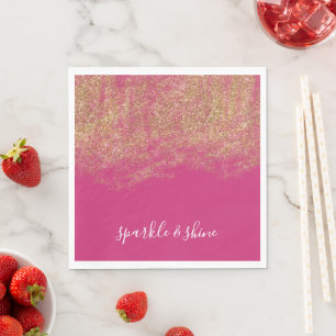 Gold Imitats Glitzer Girly Pink Sparkone Serviette