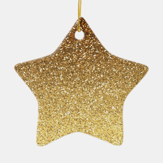 Gold Imitats Glitzer Ombre Keramik Ornament (Vorne)