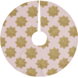 Gold Imitats Glitzer Snowflake Muster Rosa Polyester Weihnachtsbaumdecke
