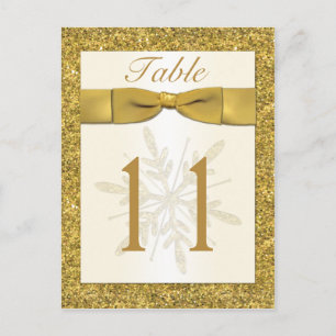 Gold IMITATS Glitzer Snowflake Tischnummer Card