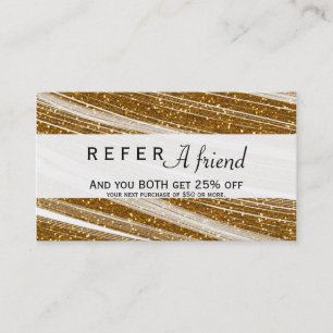 Gold Imitats Glitzer & White Chic Client Card Empfehlungskarte