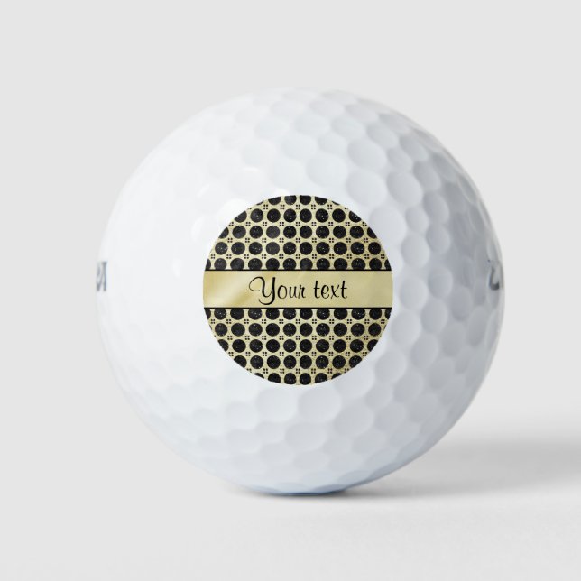 Gold-Imitats und Funkelnd schwarze Glitzer Golfball (Vorderseite)