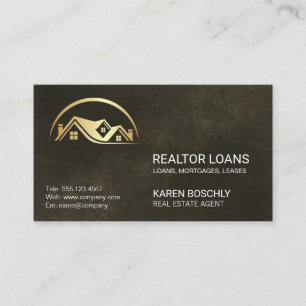 Gold Immobilien-Logo Elegant Schwarze Textur Visitenkarte