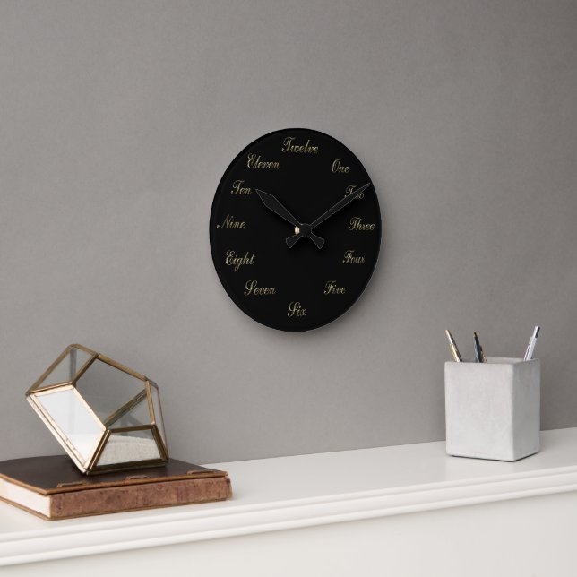 Gold in Black Clock Runde Wanduhr (Büro)