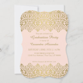 Gold in Blush Vintag Lace Elegante Graduiertenpart Einladung