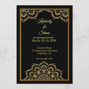 Gold Indian Mandala Wedding Einladung