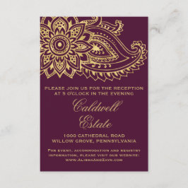 Gold Indian Paisley Wedding Reception Card Einladung