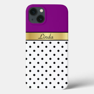 Gold Individuelle Name. Lila, weiße und schwarze P Case-Mate iPhone Hülle