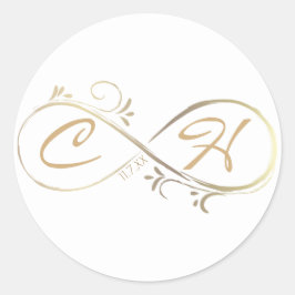 Gold Infinity Glam Moderne Minimale Hochzeit Runder Aufkleber
