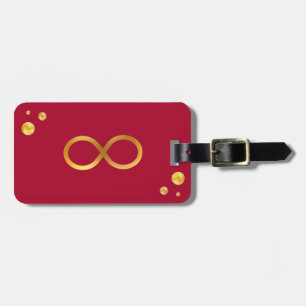 Gold Infinity Symbol & Confetti auf Burgund Gepäckanhänger