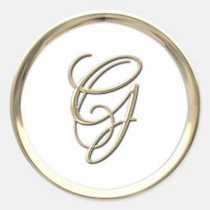 Gold Initial Monogram G Script Jegliche Farbe Runder Aufkleber