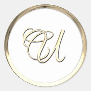 Gold Initial Monogram U Script Jegliche Farbe Runder Aufkleber